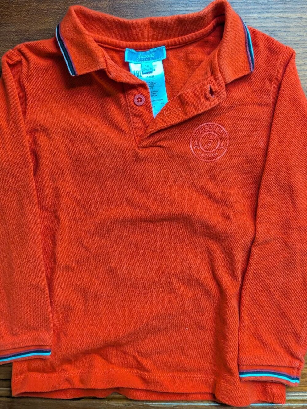 Jacadi Paris Boys Red Long Sleeve Polo Shirt 4T